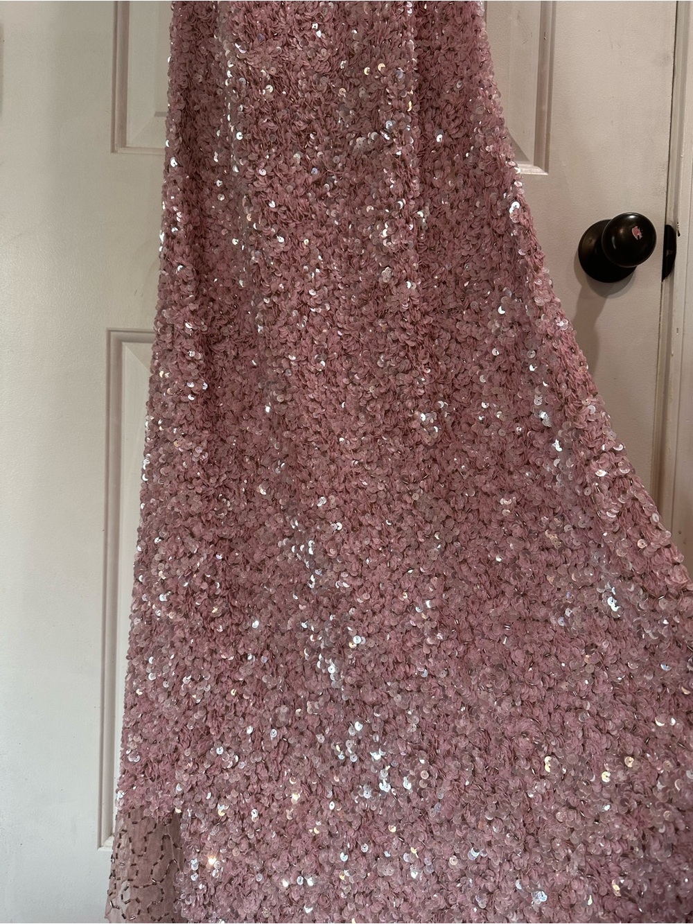 Sherri Hill Blush Pink Strapless Sequin Column Gown - Picture 12 of 13